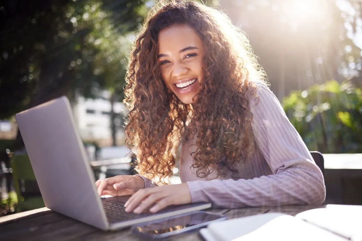 Woman Laptop Smiling